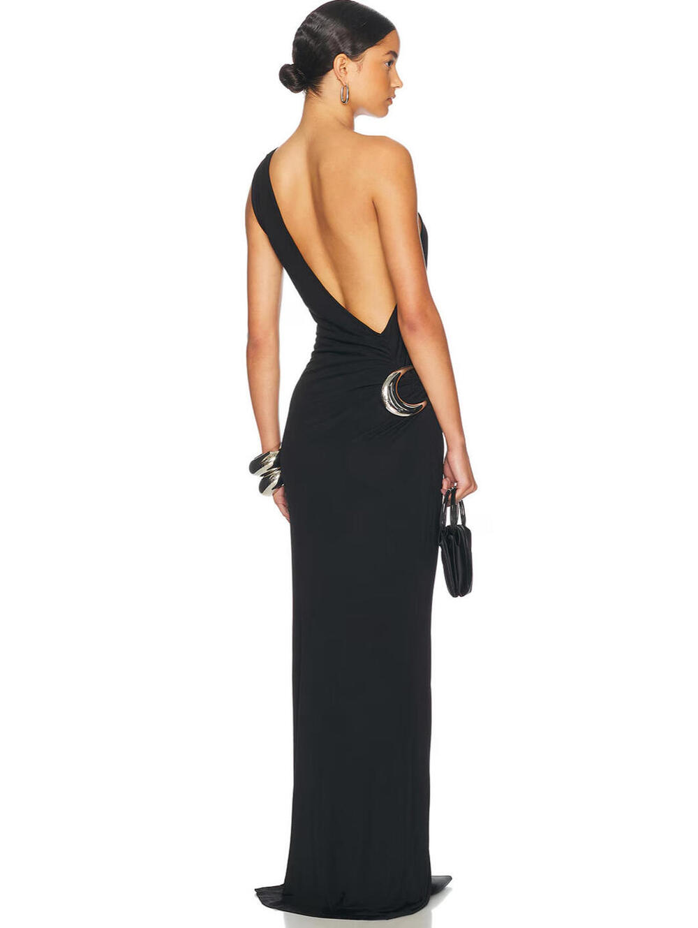 NWT Staud Zenith Dress Black Midi Jersey Buckle Sexy Cocktail Wedding Medium